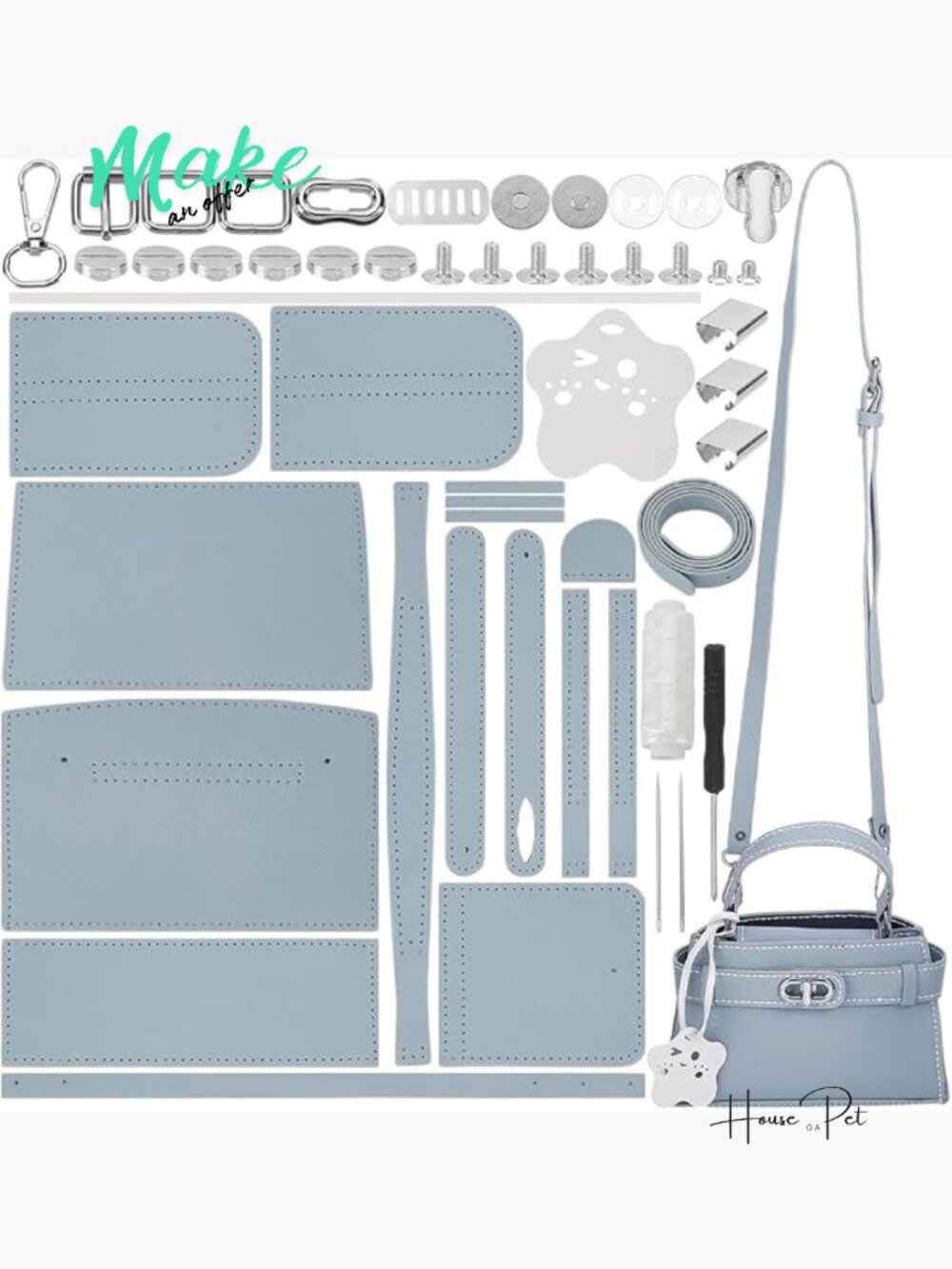 DIY Handmade Bucket Bag Making Kit, Imitation Leather Crossbody Handbag Sewing